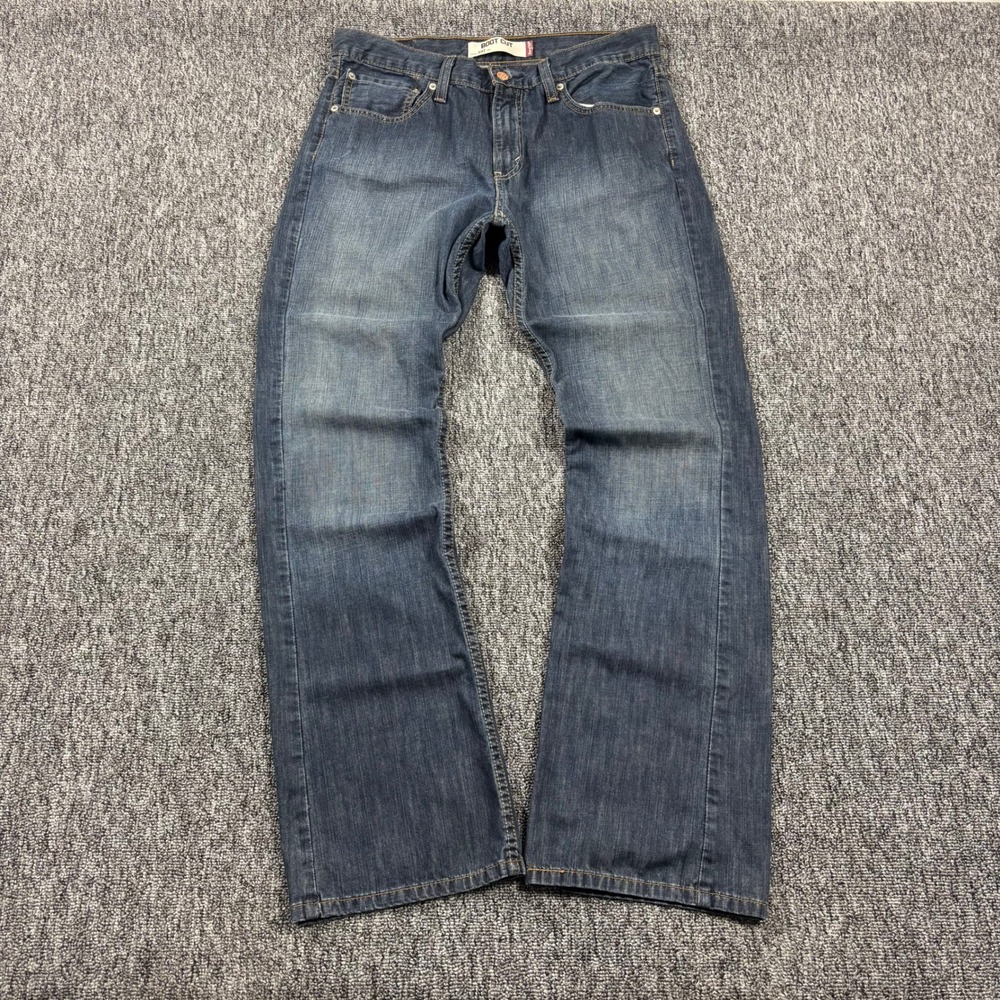 Y2K Baggy Bootcut Levis 527 Classic Dark Wash Blue Denim Jeans 34x32